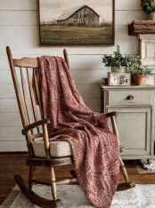 NORWICH RED/TAN THROW